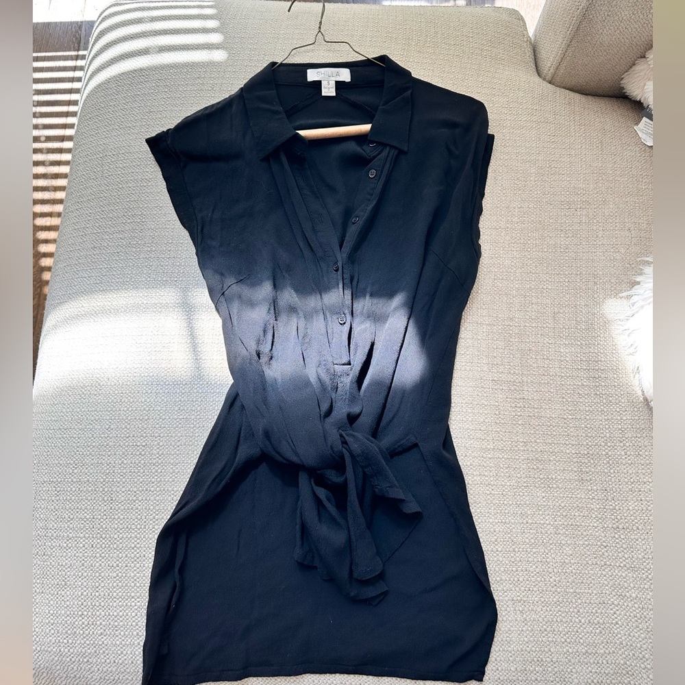 Shilla cut off button up with tie front